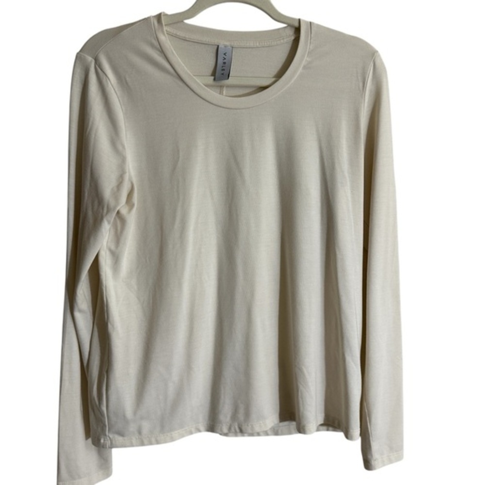 Varley Long Sleeve Tee Womens S Cream Crew‎ Neck Activewear Stretch